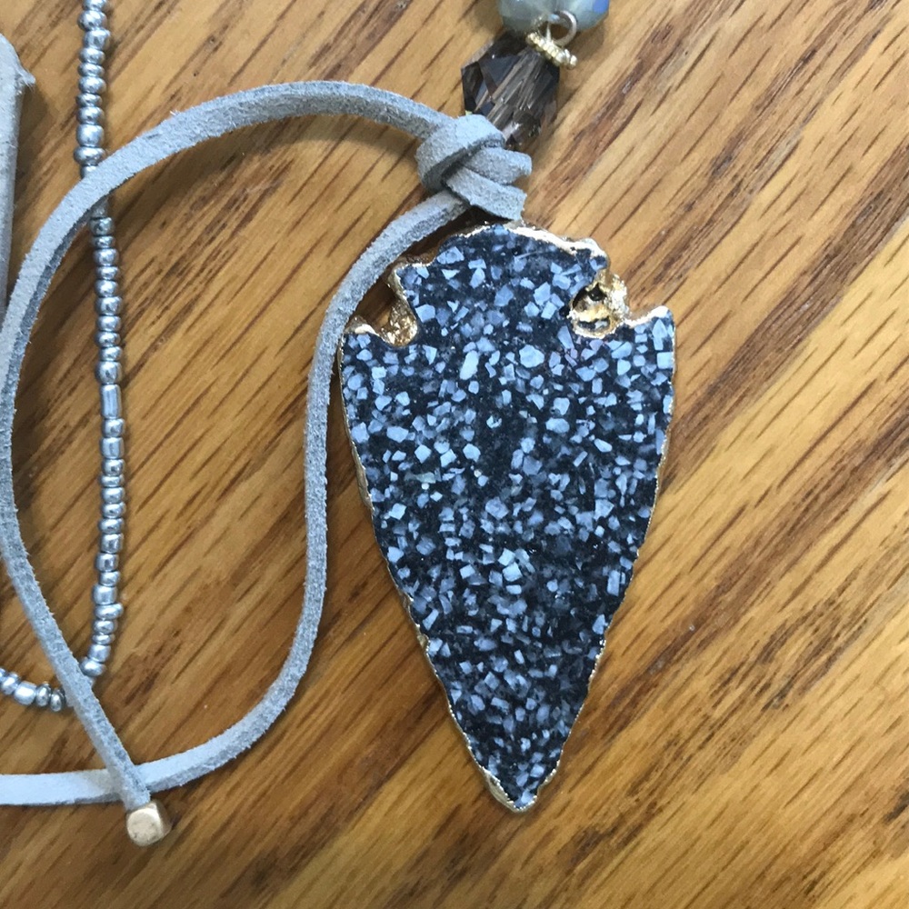 Silver Grey arrow head necklace